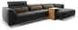 Preview: Sofa: Leder Wild Bull, Farbe black Nierenkissen: Stoff Doodle, Farbe cacao